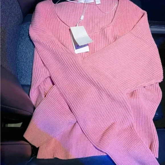 NWT Boss SCOOP-NECK FAVANNAH SWEATER IN COTTON WITH SILK AND CASHMERE Pink - Picture 2 of 6